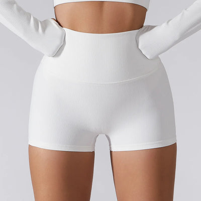 Nyla Ribbed High Waisted Shorts - Tranquil Panda